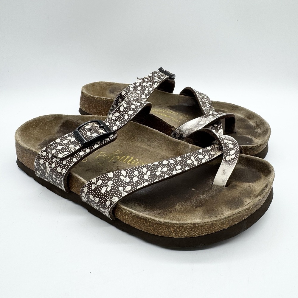 Birkenstock‎ Mayari Toe Loop Sandal Womens Size 38 Birko-Flor Brown Fern Print - Picture 2 of 10